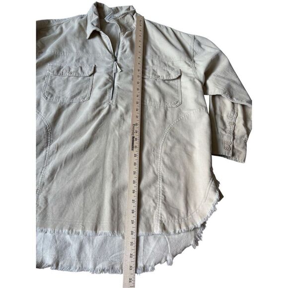 Aerie Corduroy Quarter Zip Jacket Shacket size L Cream - Picture 6 of 15